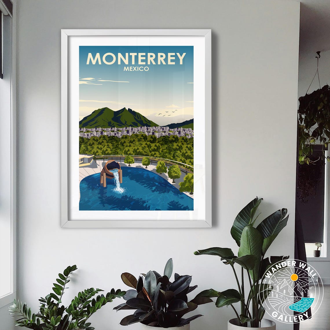 Monterrey Mexico Mountain Cityscape Pouring Jug Travel Poster - Image 3