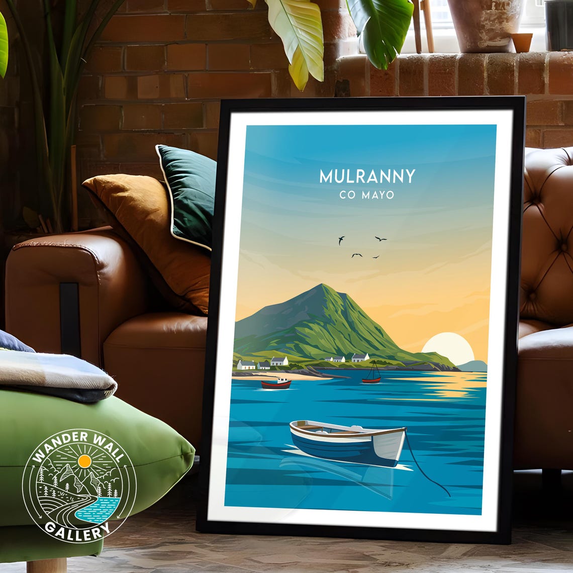 Mulranny County Mayo Ireland Coastal Mountain Sunset Boats Poster - Image 6