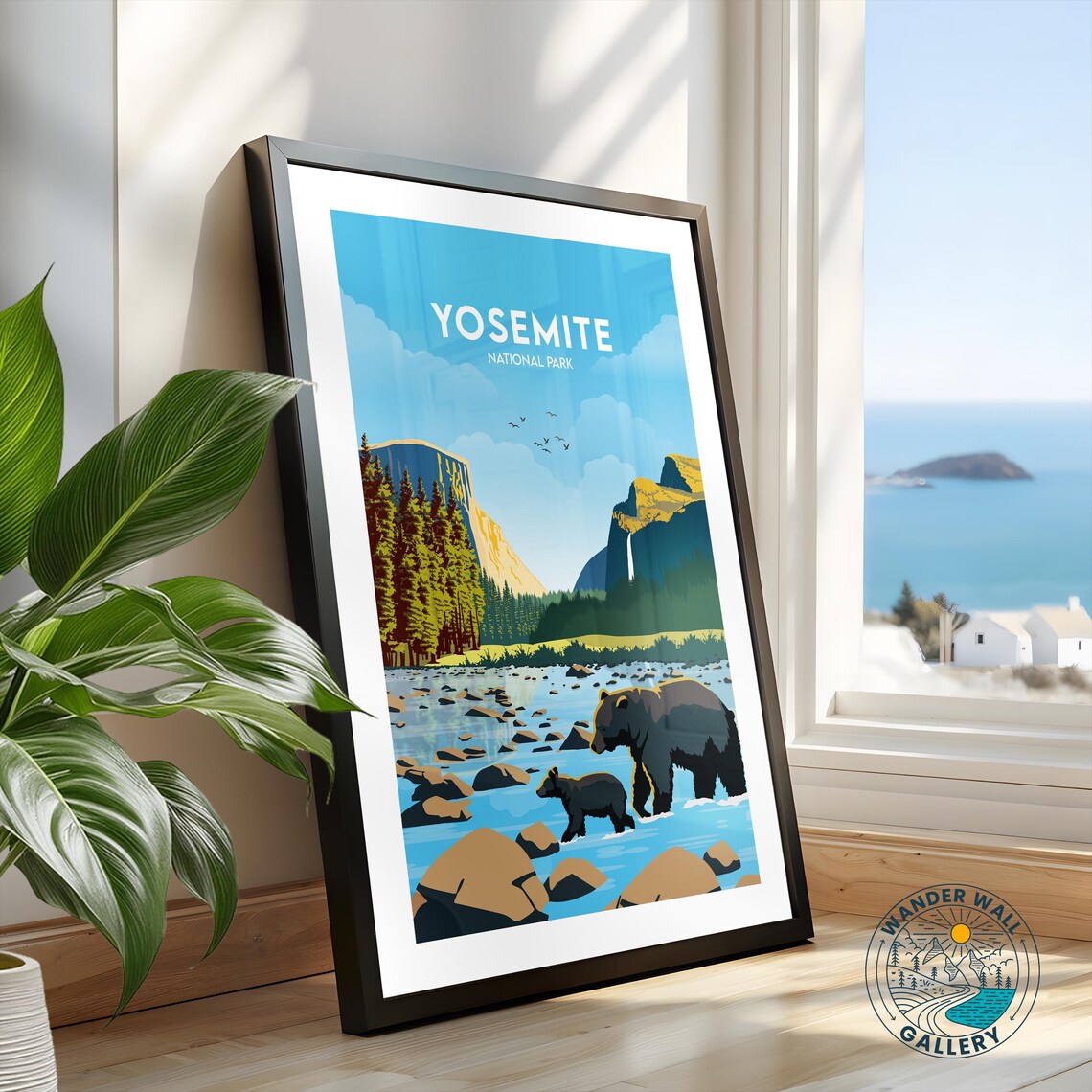 Yosemite National Park Bears Wading River Cliffs Vintage Travel Poster - Image 2