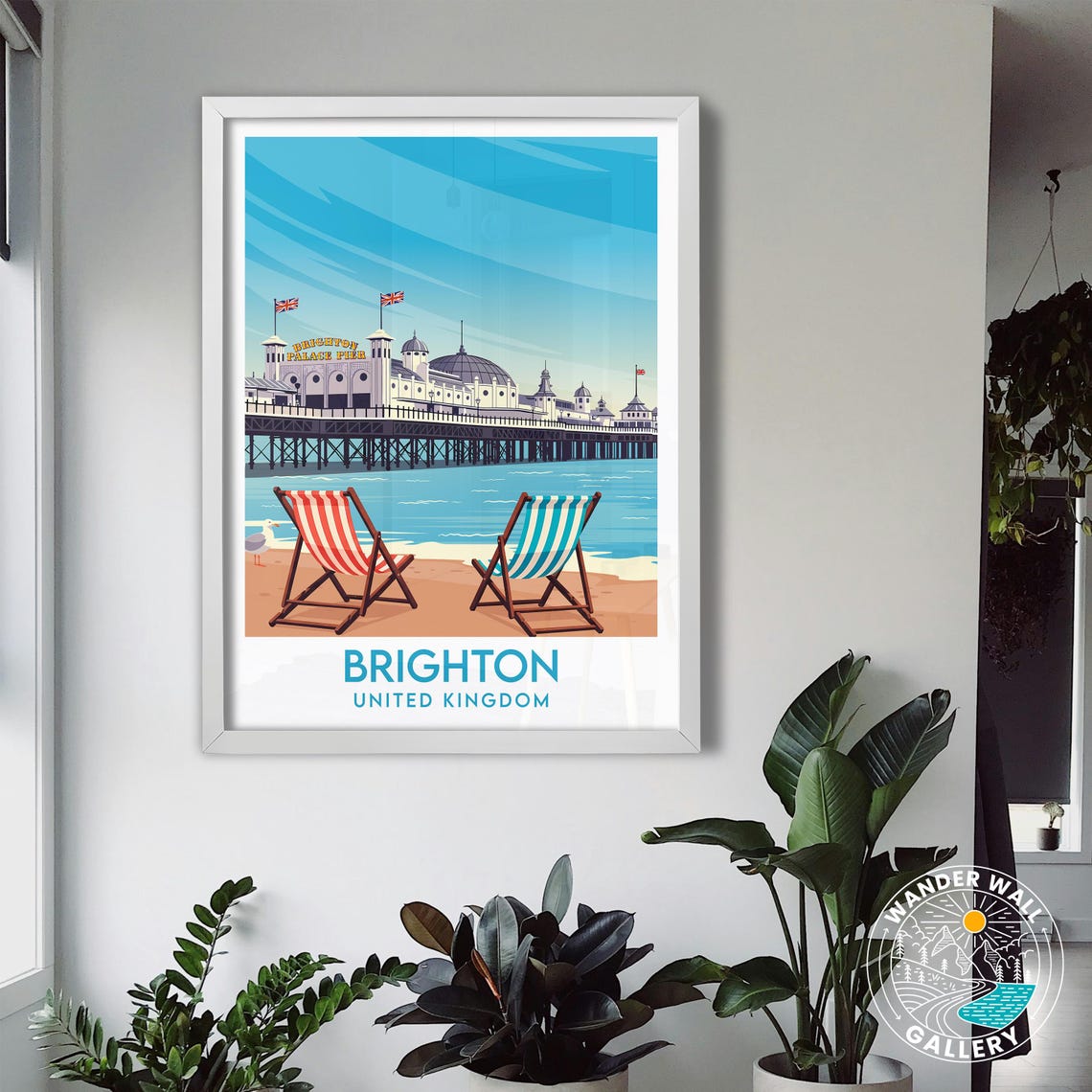 Brighton England Palace Pier Deck Chairs Seaside Holiday Poster - Image 3