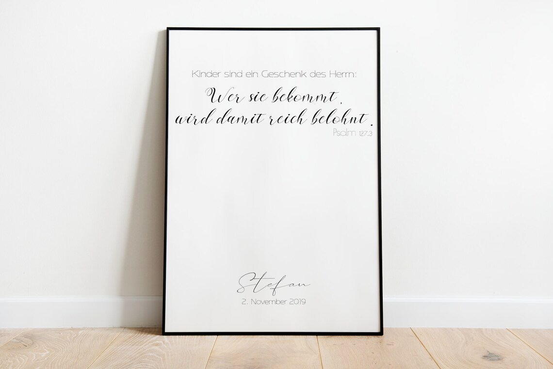 Personalized Psalm 127 Children Gift Of Lord German Name Poster
