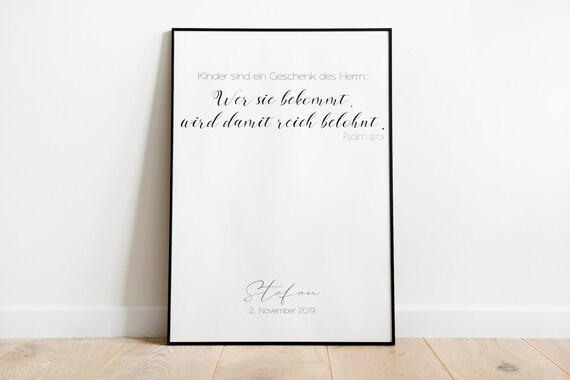 Personalized Psalm 127 Children Gift Of Lord German Name Poster