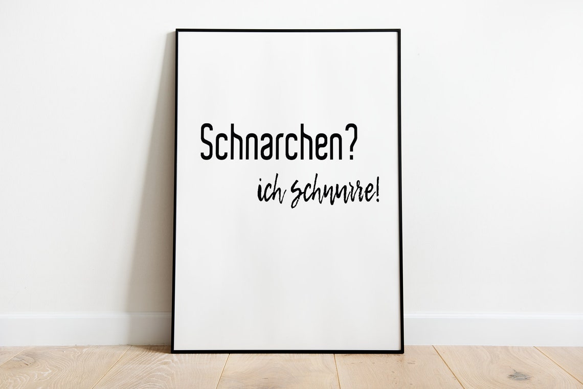 Schnarchen Ich Schnurre German Cat Purr Funny Bedroom Poster
