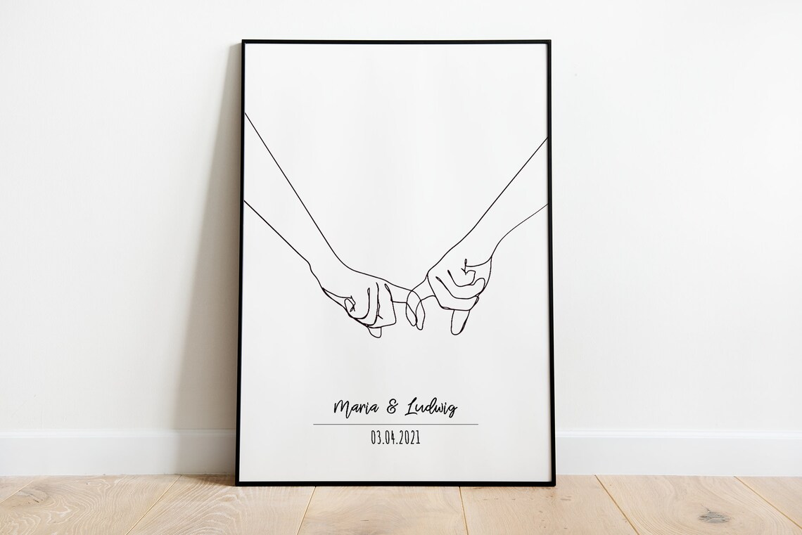 Line Art Date Wedding Anniversary Coordinates Poster