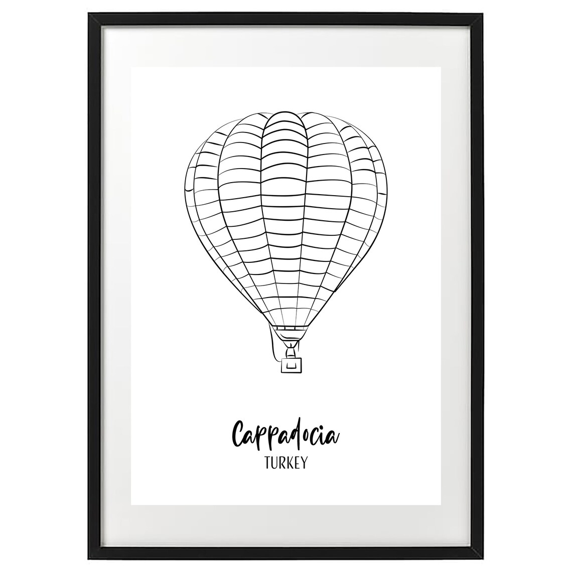 Cappadocia Turkey Hot Air Balloon Line Art Travel Souvenir Poster - Image 2