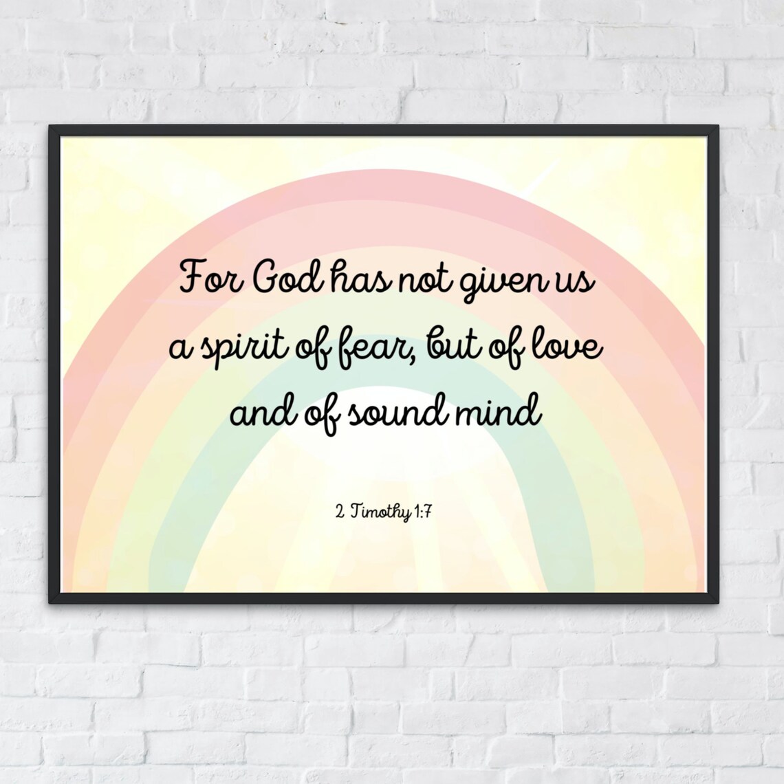 2 Timothy 1:7 Bible Verse Rainbow Sunshine Wall Art - Image 3
