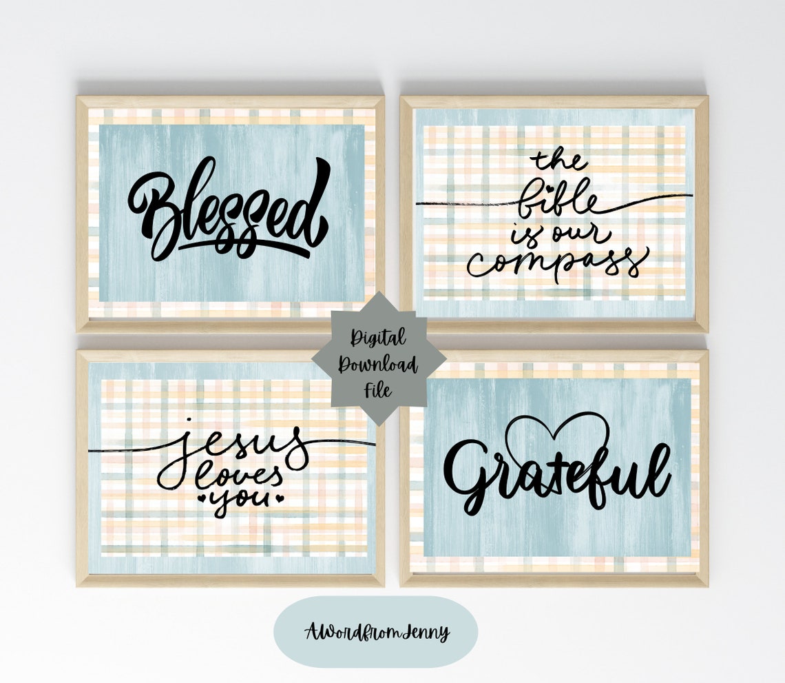 The Bible Is Our Compass Plaid Script Faith Hand Lettered Poster - Image 3