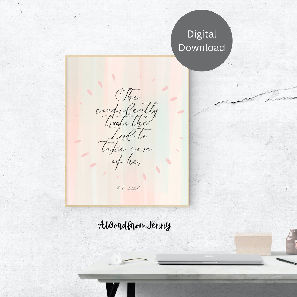 She Confidently Trusts the Lord Psalm 112 7 Pastel Scripture Poster - Image 3