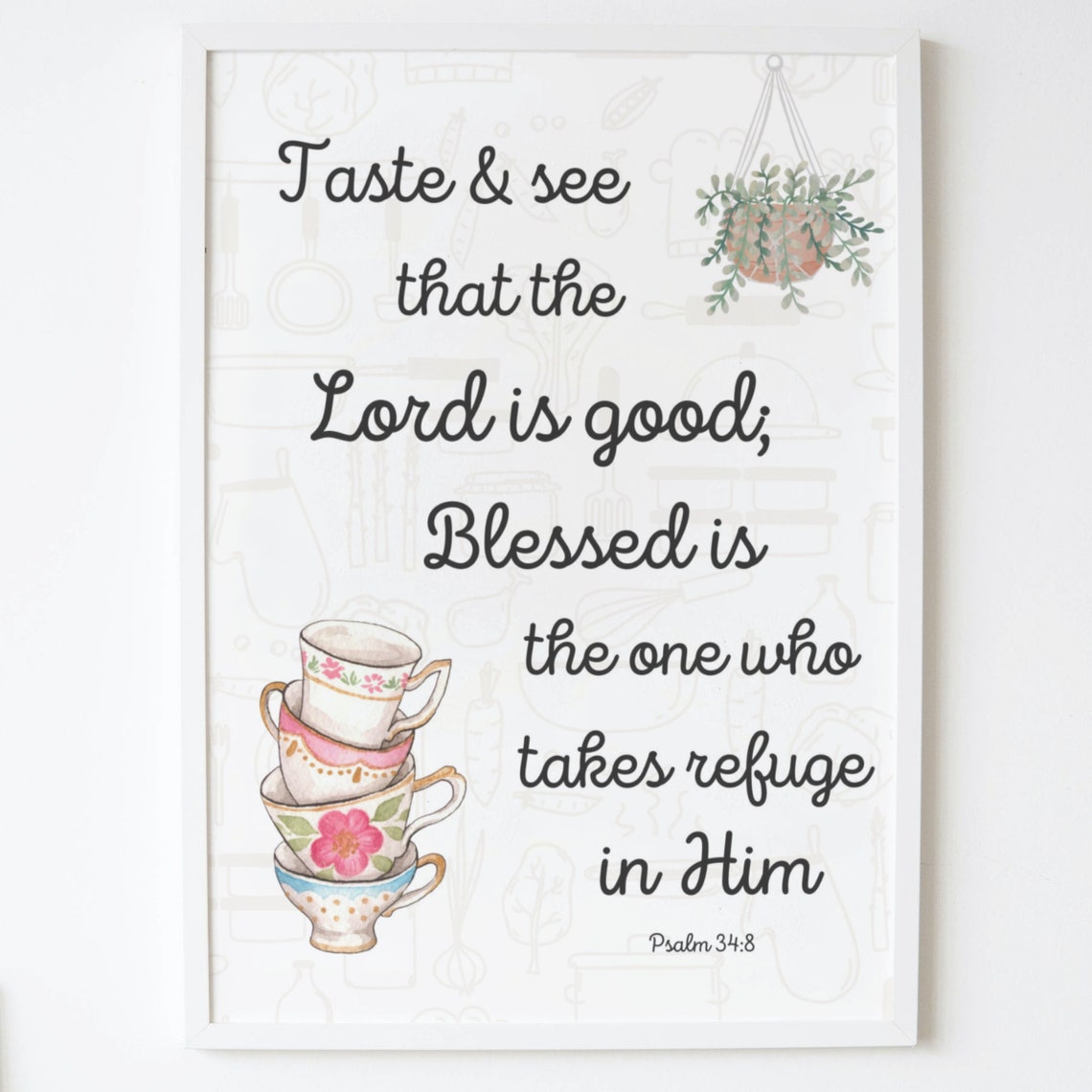 Psalm 348 Taste And See That The Lord Is Good Christian Bible Verse Scripture Wall Art Home Decor Kitchen Gift