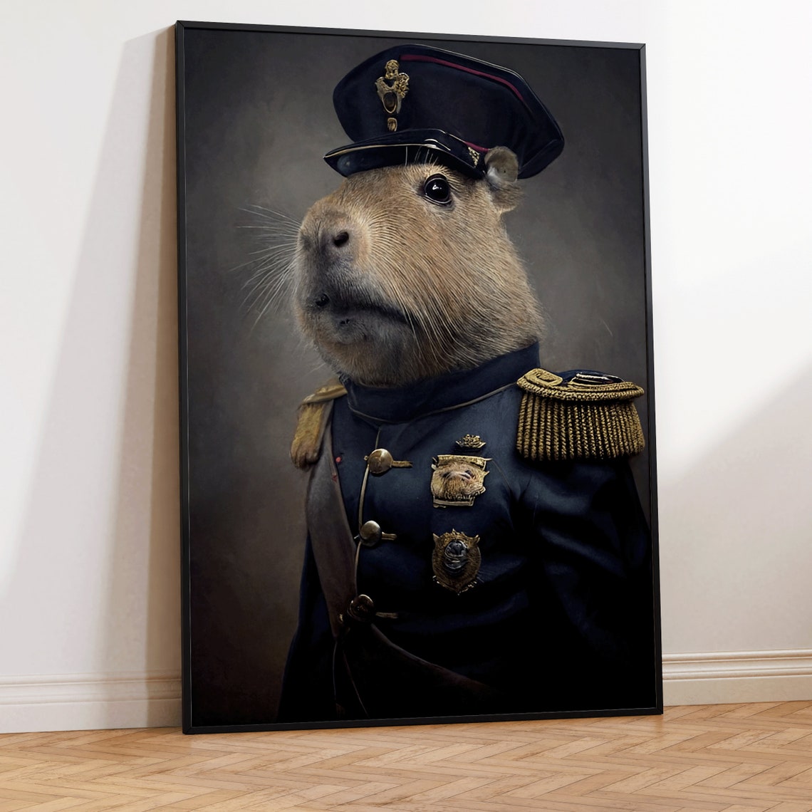 Capybara In Uniform Capybara Soldier Capybara Picture Funny Picture Animal Portrait Capybara Portrait Oil Painting Oil Painting Officer - Image 3