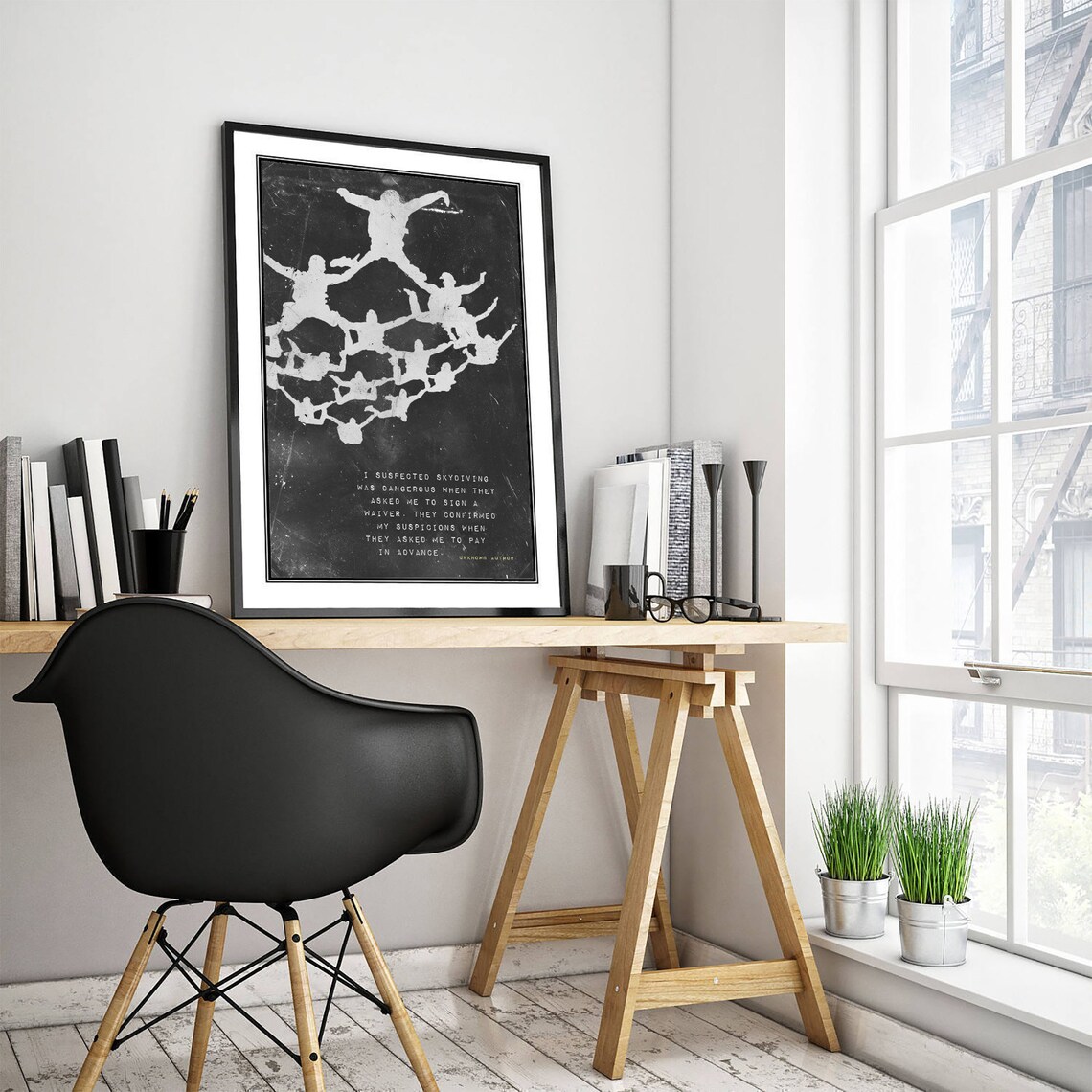 Skydiving Humor Formation Jump Black White Funny Quote Poster - Image 3