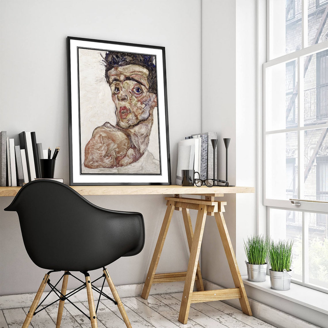 Egon Schiele Bare Shoulder Self Portrait 1912 Expressionist Poster - Image 3