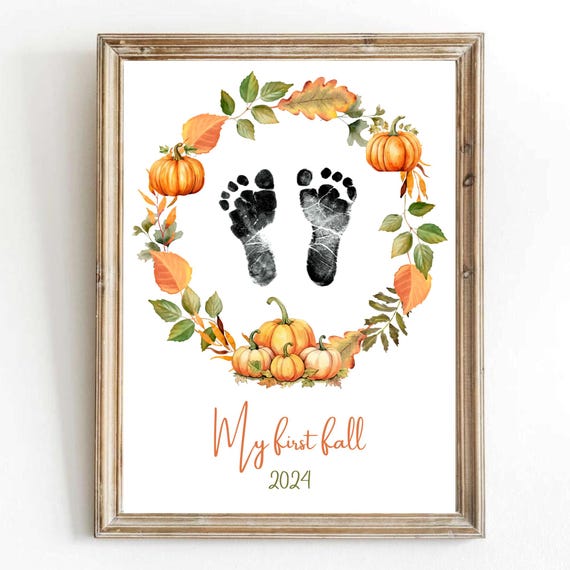 My First Fall Footprint Keepsake Art Print