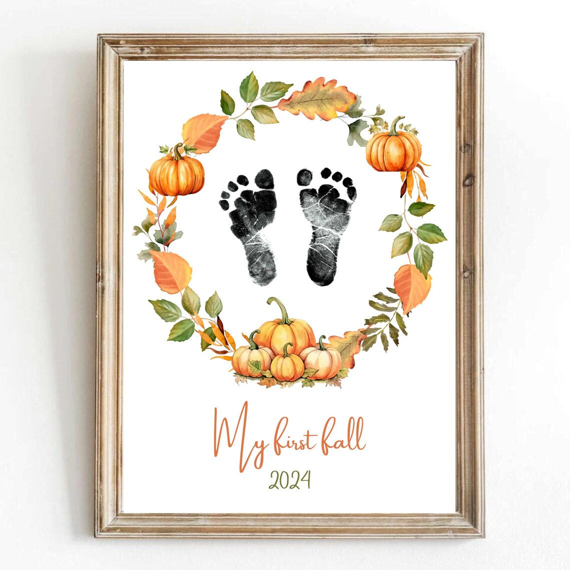 My First Fall Footprint Keepsake Art Print
