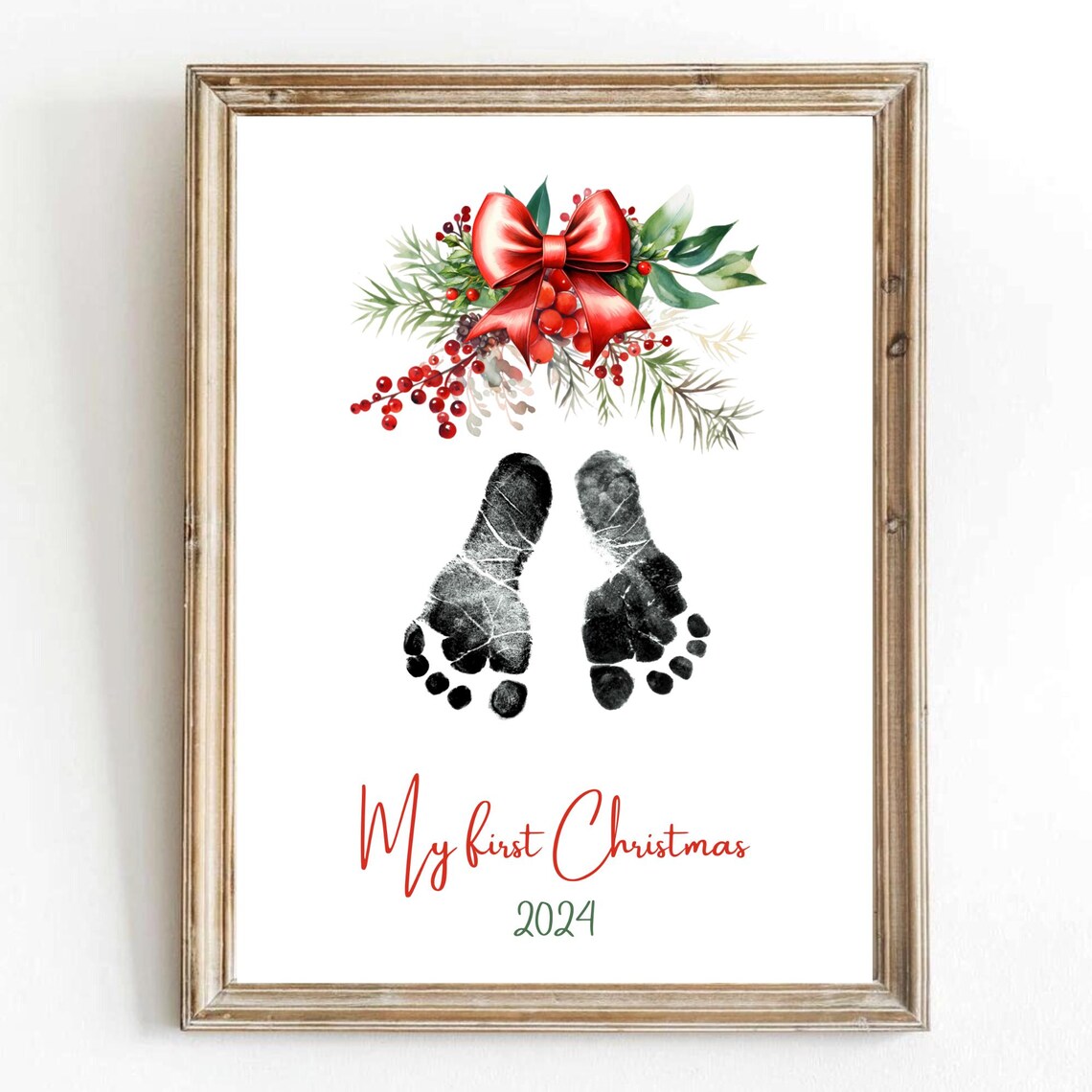 Mistletoes Footprint Art Template Christmas Keepsake Gift