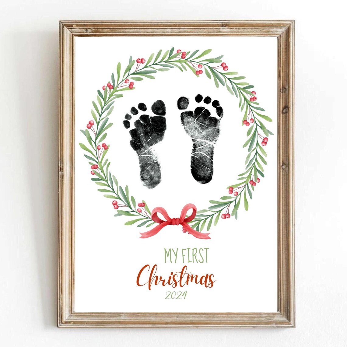 My First Christmas Footprint Art Poster Print
