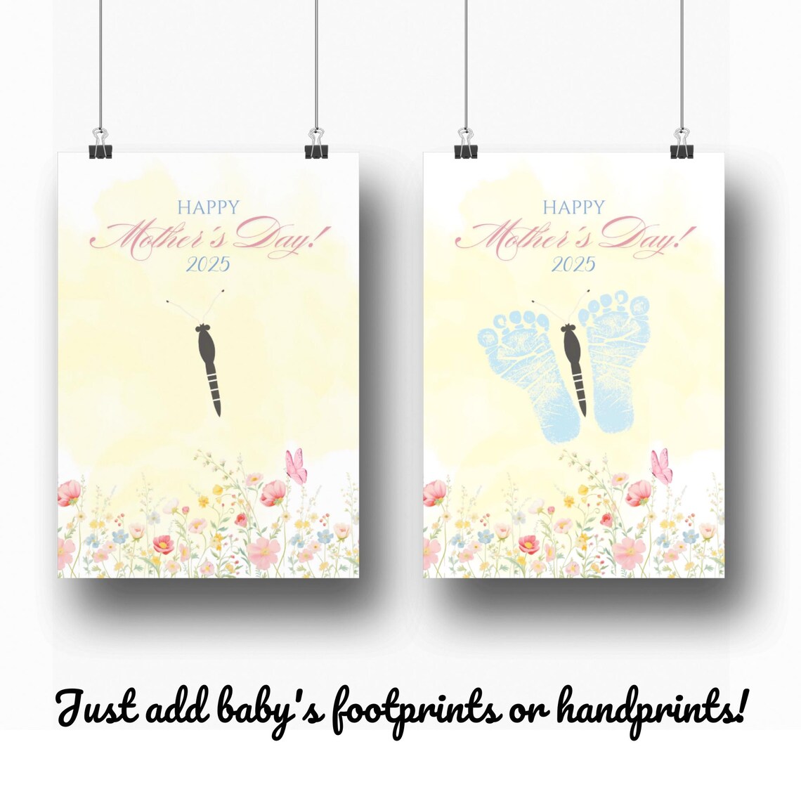 Baby Handprint Butterfly Mother's Day Wildflower Meadow Poster - Image 3