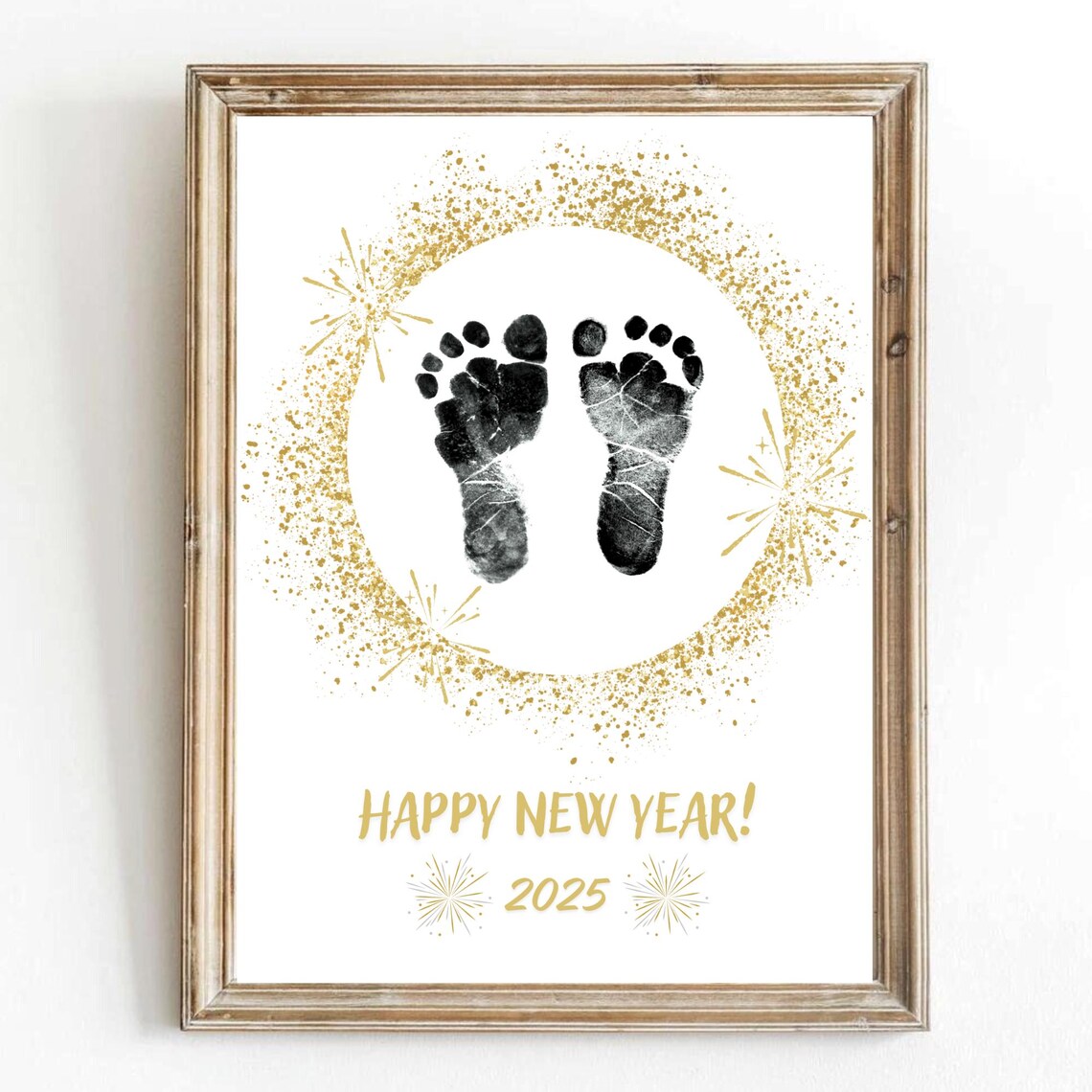 Happy New Year 2025 Footprints Kids Poster