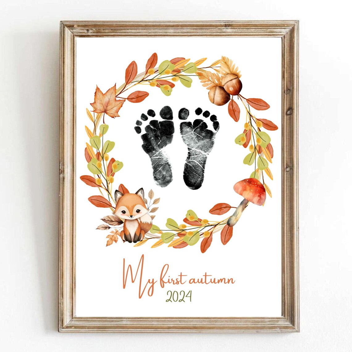 My First Autumn Footprint Art, Thanksgiving Handprint Print