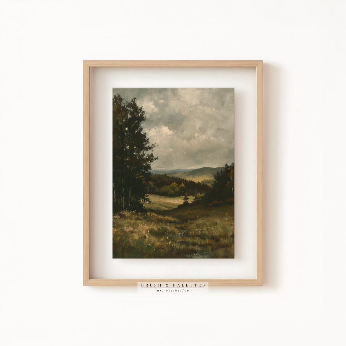 Moody Forest Valley Dark Trees Rolling Hills Landscape Painting Poster - Image 2