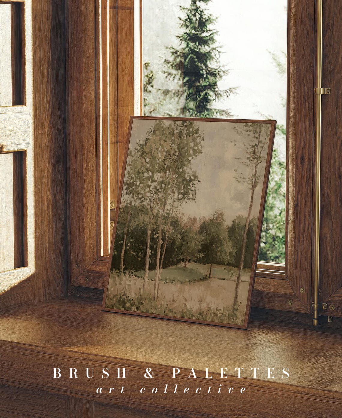 Birch Grove Impressionist Trees Soft White Meadow Painting Poster - Image 3