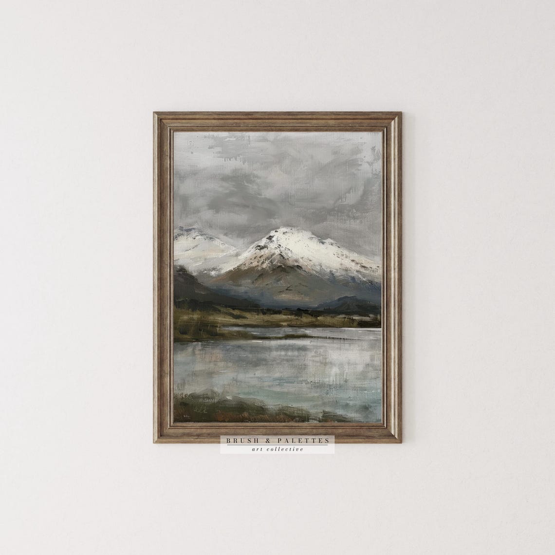 Snow Capped Mountain Lake Reflection Moody Wilderness Poster - Image 3