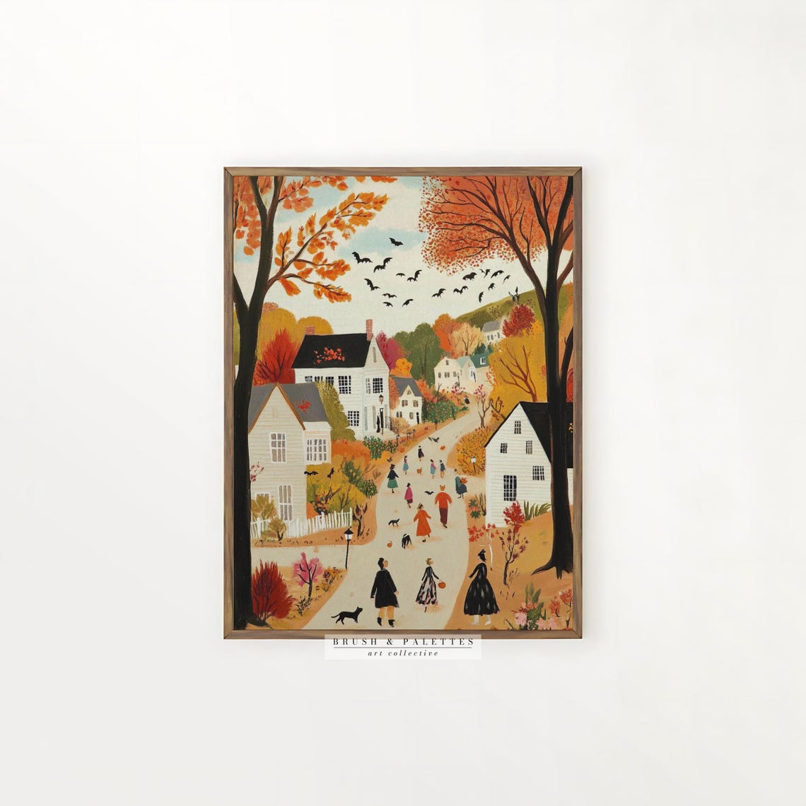 Fall Autumn Cityscape Art Print, Cozy Beige Decor - Image 3