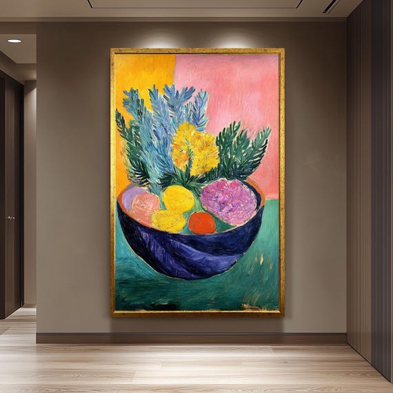 Matisse Inspired Fruit Still Life Bold Expressionist Kitchen Art
