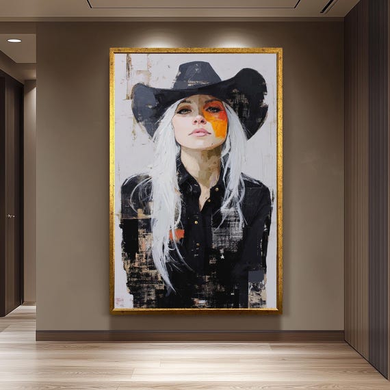 Abstract Cowgirl Portrait, Modern Western Wall Art Print