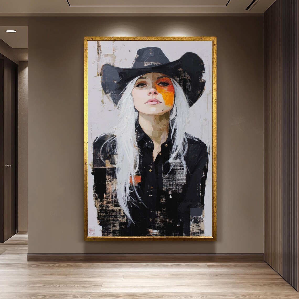 Abstract Cowgirl Portrait, Modern Western Wall Art Print