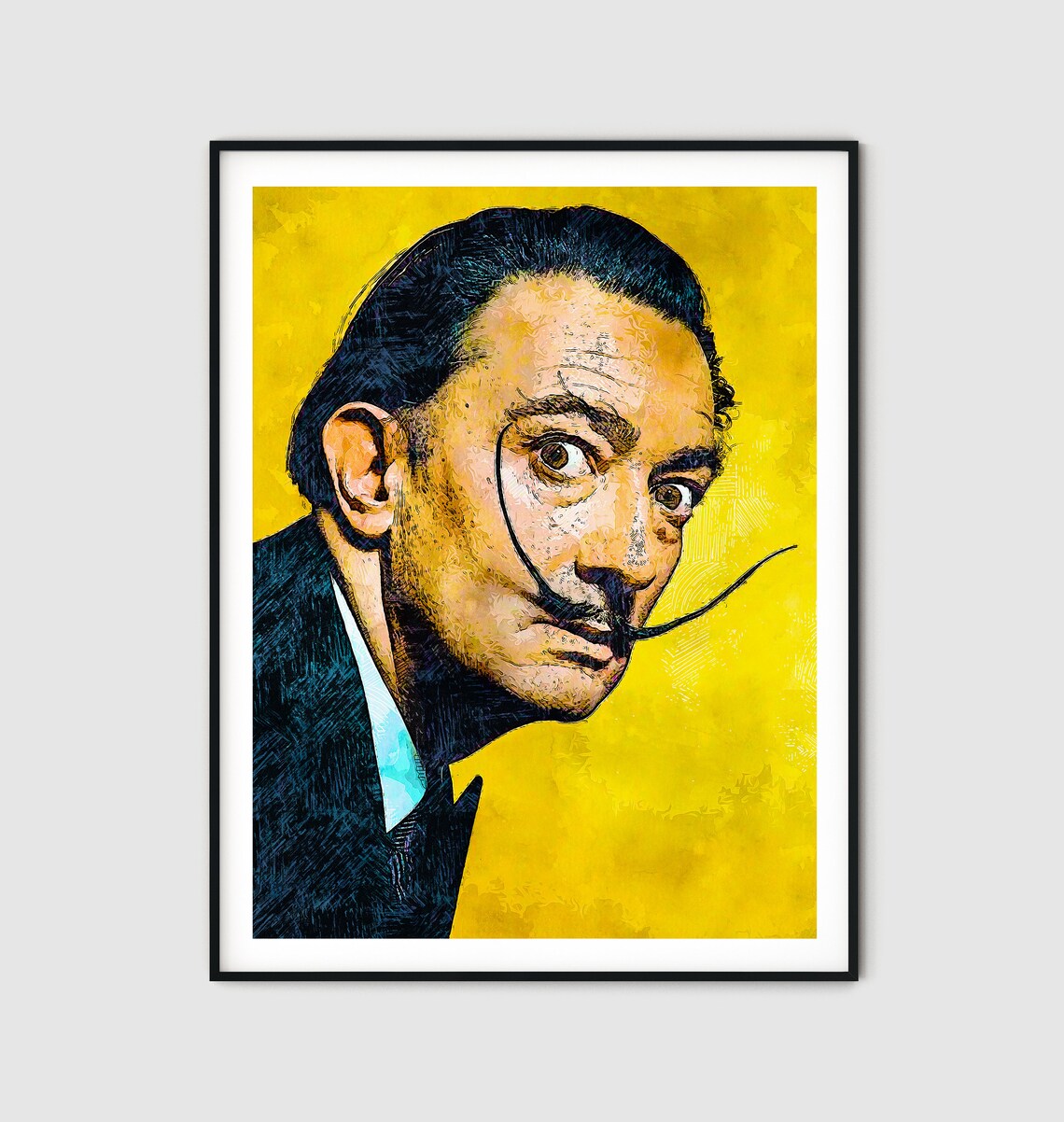 Salvador Dali Portrait Poster, Modern Illustration