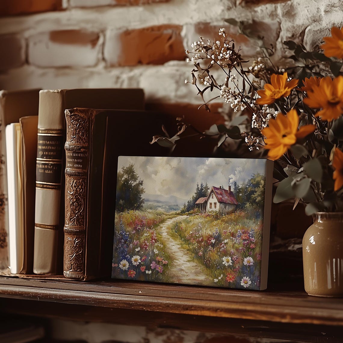 Cottage Garden Path Winding Through Wildflowers To Home Poster - Image 3