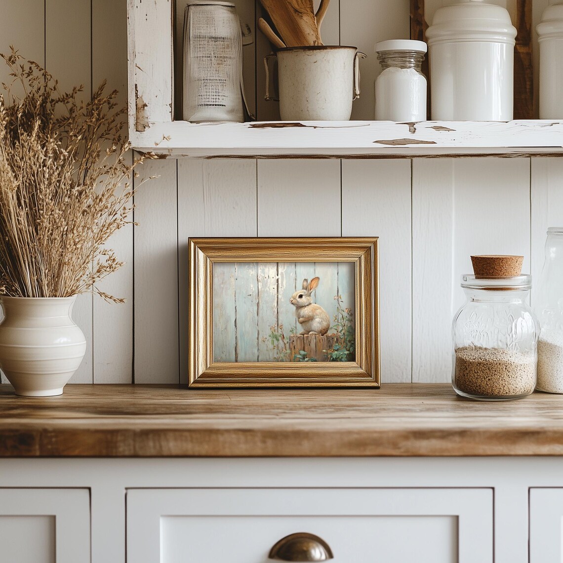 Little Bunny on Wooden Stump Country Farmhouse Nursery Poster - Image 5