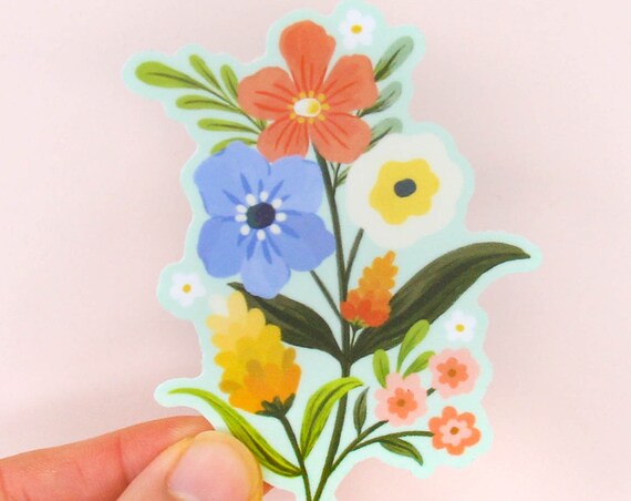 Floral Bloom Bouquet Colorful Waterproof Die Cut Sticker Print