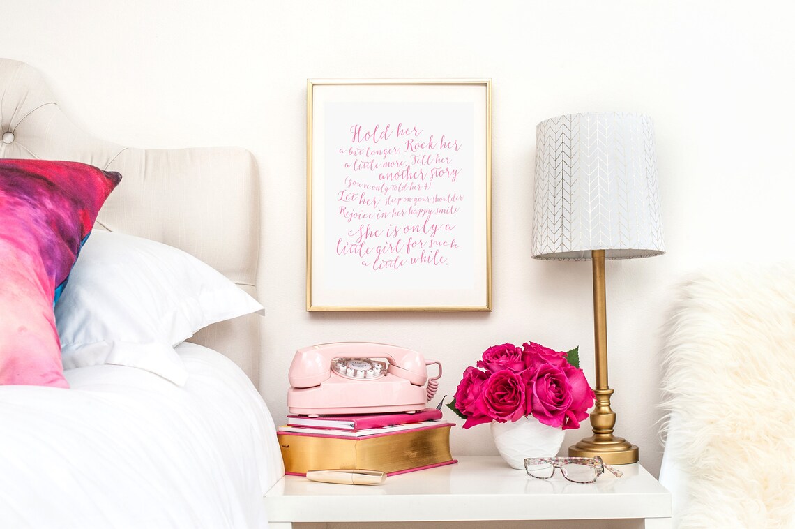 Hold Her a Little Longer Pink Nursery Art Print