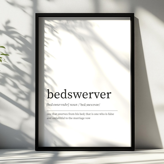 Bedswerver Definition Print, Minimalist Dictionary Art