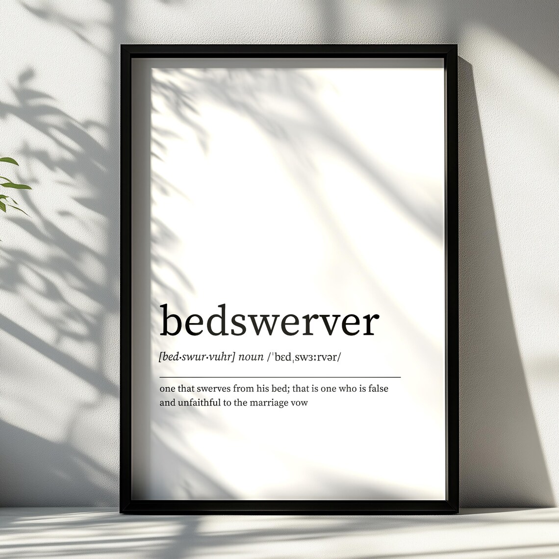 Bedswerver Definition Print, Minimalist Dictionary Art