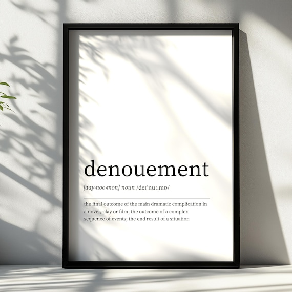 Denouement Definition Poster Minimalist Black White Literary Word Meaning