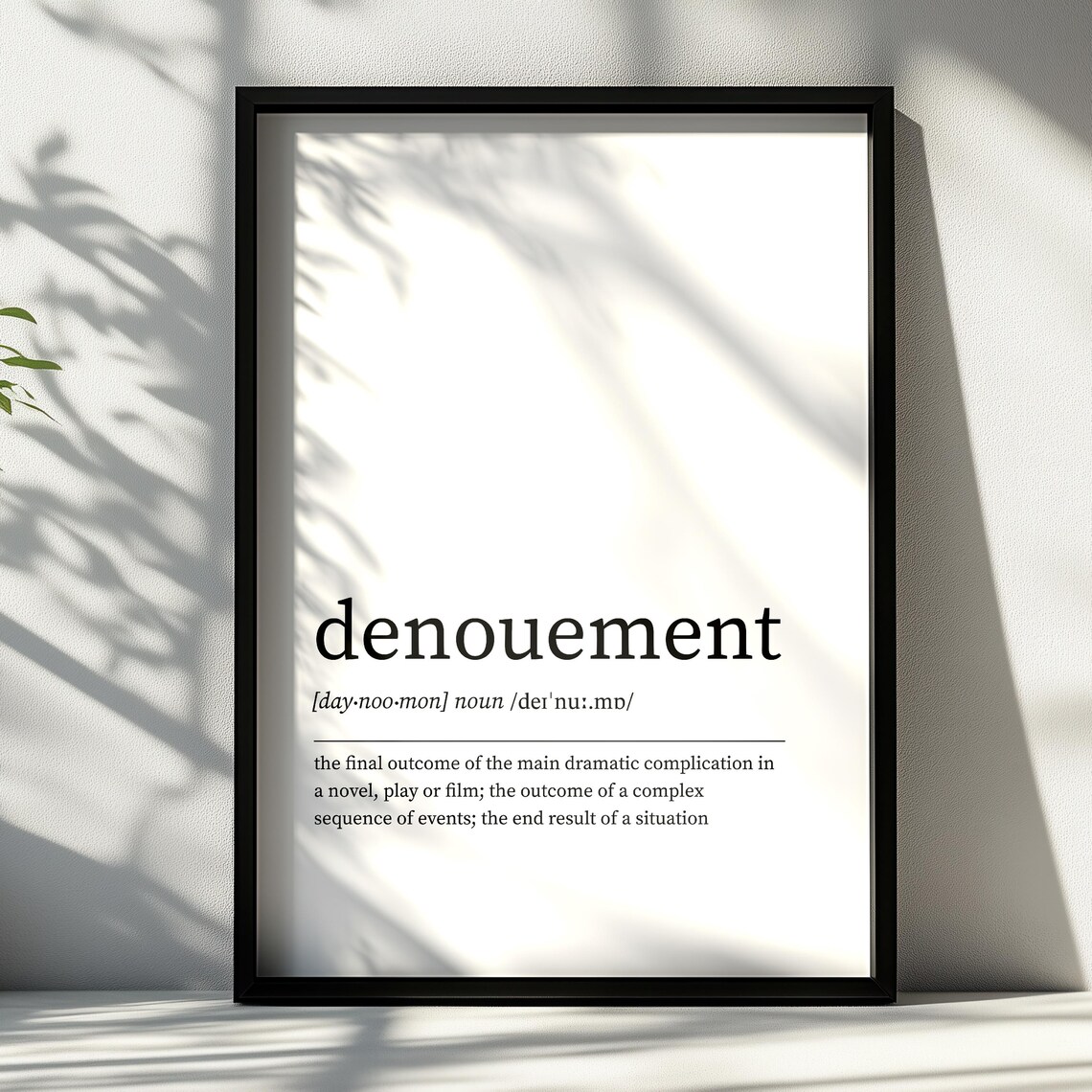 Denouement Definition Print Minimalist Dictionary Wall Art Various Sizes Prints