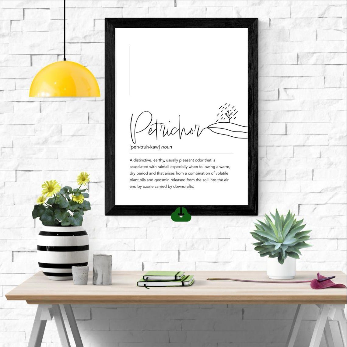 Petrichor Script Definition White Earthy Rain Scent Word Art Poster