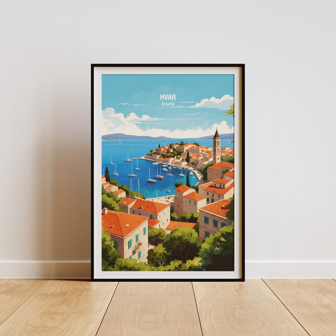 Hvar Island Old Town Harbor Croatia Adriatic Coast Travel Poster