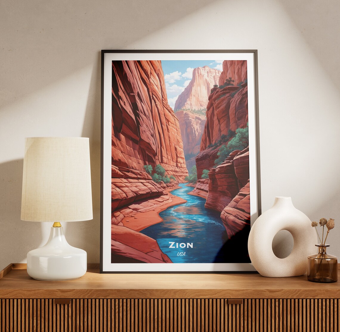 Zion National Park Red Canyon River Narrows View Hiking Poster - Image 3