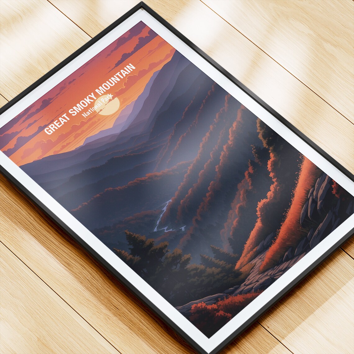 Great Smoky Mountain National Park Fiery Sunset Ridges Poster - Image 4
