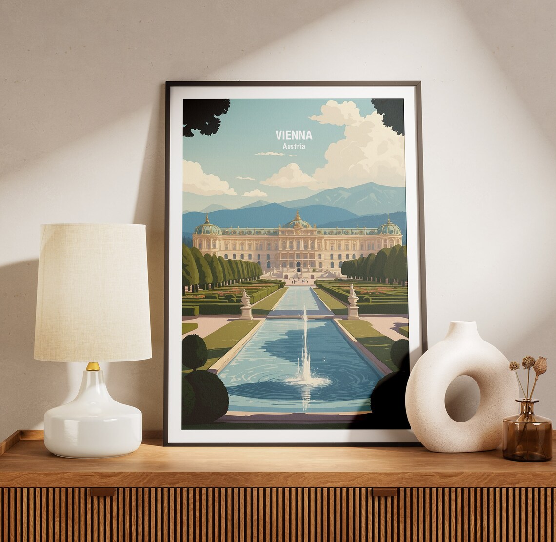 Vienna Austria Schonbrunn Palace Formal Gardens Fountain Poster - Image 3