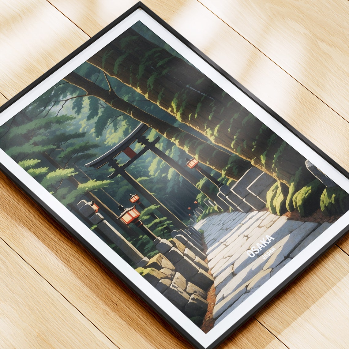 Osaka Forest Torii Gate Stone Path Lantern Japan Travel Poster - Image 4