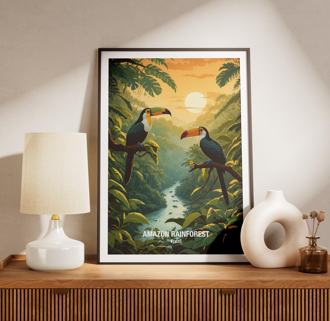 Amazon Rainforest Toucans At Sunset Brazil Jungle Wildlife Poster - Image 3