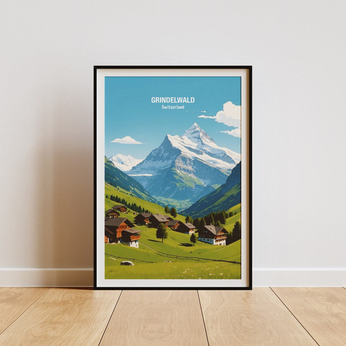 Grindelwald Chalet Village Beneath Eiger Swiss Alps Peaks Poster