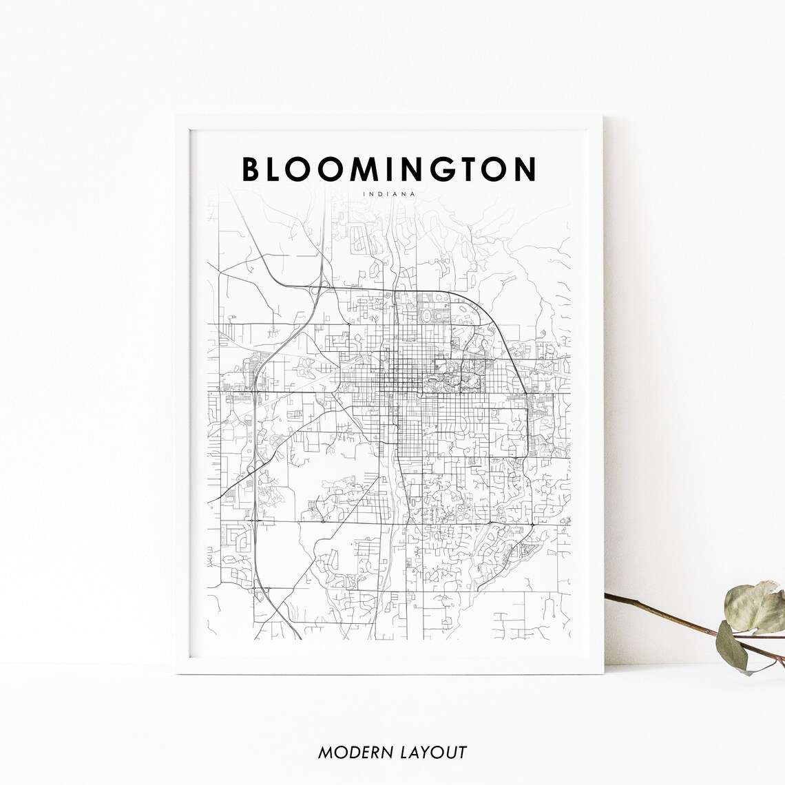 Bloomington Map Print, Indiana USA Travel Poster