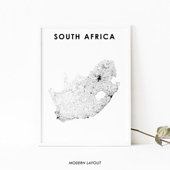 South Africa Map Art Print, Nursery Room Decor