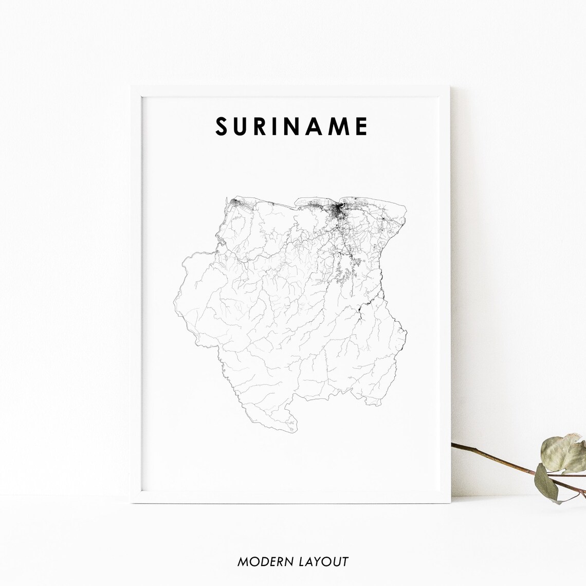 Suriname Map Print, South America Travel Poster